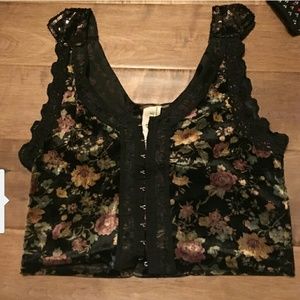 Free people velvet embellished crop top vest